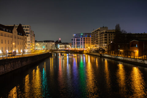 Nachtbild Panorama Berlin Friedrichstraße